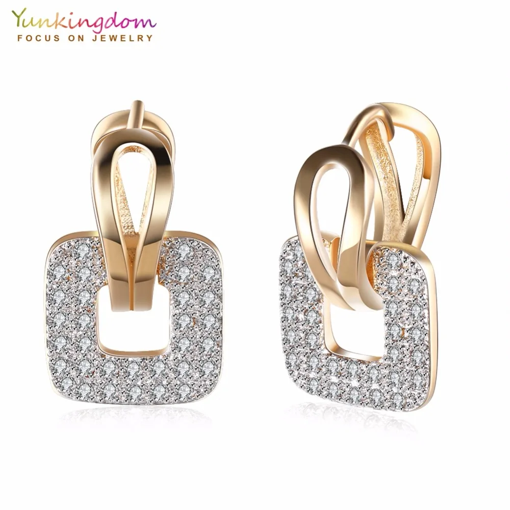 

Yunkingdom Elegant Square Hoop Earrings for Women New Fashion Crystal Zirconia Earring