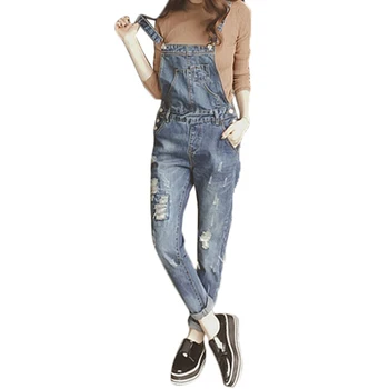 

Women Casual Jumpsuits Loose Denim Jeans Pants Overalls Straps Jumpsuit Romper Trousers Girls Fashion Hollow Out Punk Pants