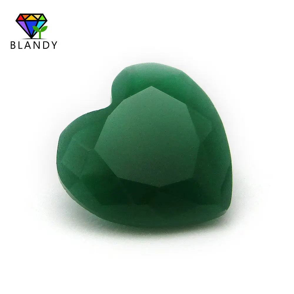 100pcs 3x3~10x10mm Heart Green Loose Glass Gemstone For Jewelry DIY stone 