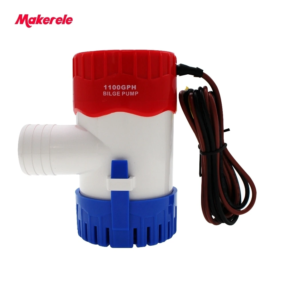 

Free shipping 1100GPH water pump 12V High Flow Submersible Bilge Pump used in boat seaplane motor homes houseboat