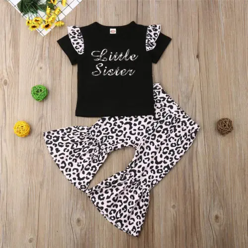 

Newborn Kid Baby Girl Leopard print Clothes Tops T Shirt Pants Tracksuit Outfits