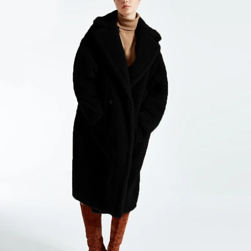 2018 Women Faux Fur Teddy Coat Winter Thick Warm Fluffy Long Fur Coats Fashion Fur Jackets Overcoat Plus Size Outerwear OKD569