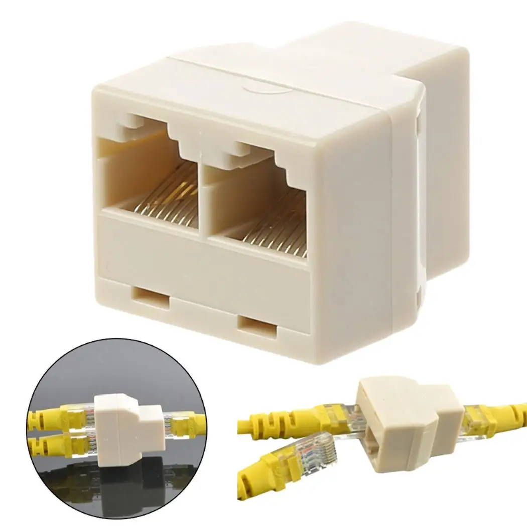 RJ45 3-Way сетевой кабель Splitter Extender Plug Белый дом муфта