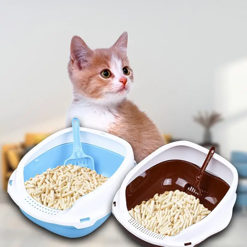 Новое поступление маленькая полузакрытая коробка для кошачьего туалета с лопатой для кошек подходит для всех кошек и маленьких собак