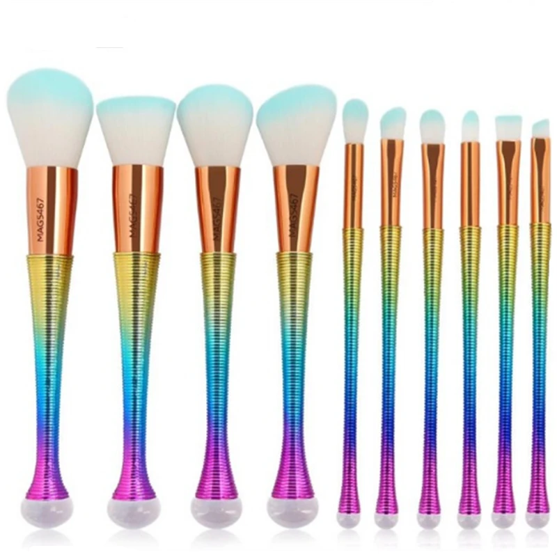 MAANGE New 10pcs Makeup Brushes Set Cosmetic Powder Foundation Blush Eyeshadow Lip Blending Professional Make Up Brush Tools Kit | Красота и