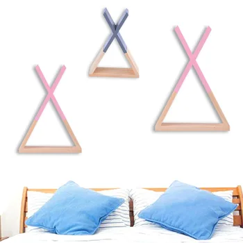 

Nordic Style Wooden Trigon Storage Shelf Wall Hanging Decorative Book Shelf For Kids Home Room DIY Decor