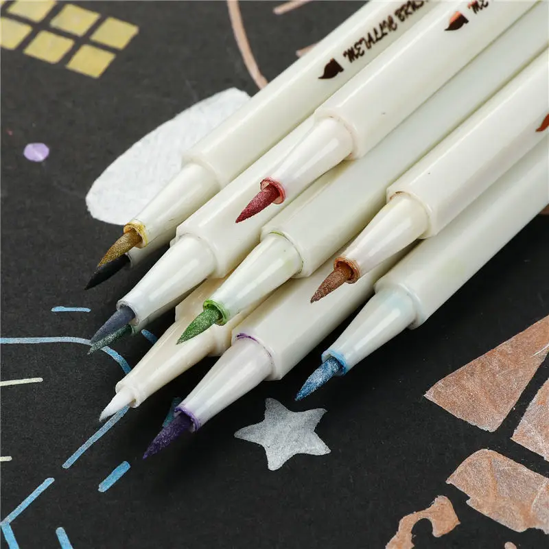 10pcs/lot STA Metallic Marker Pen School art supplies Scrapbooking Crafts Soft brush pen fineliner permanent Stationery 04312