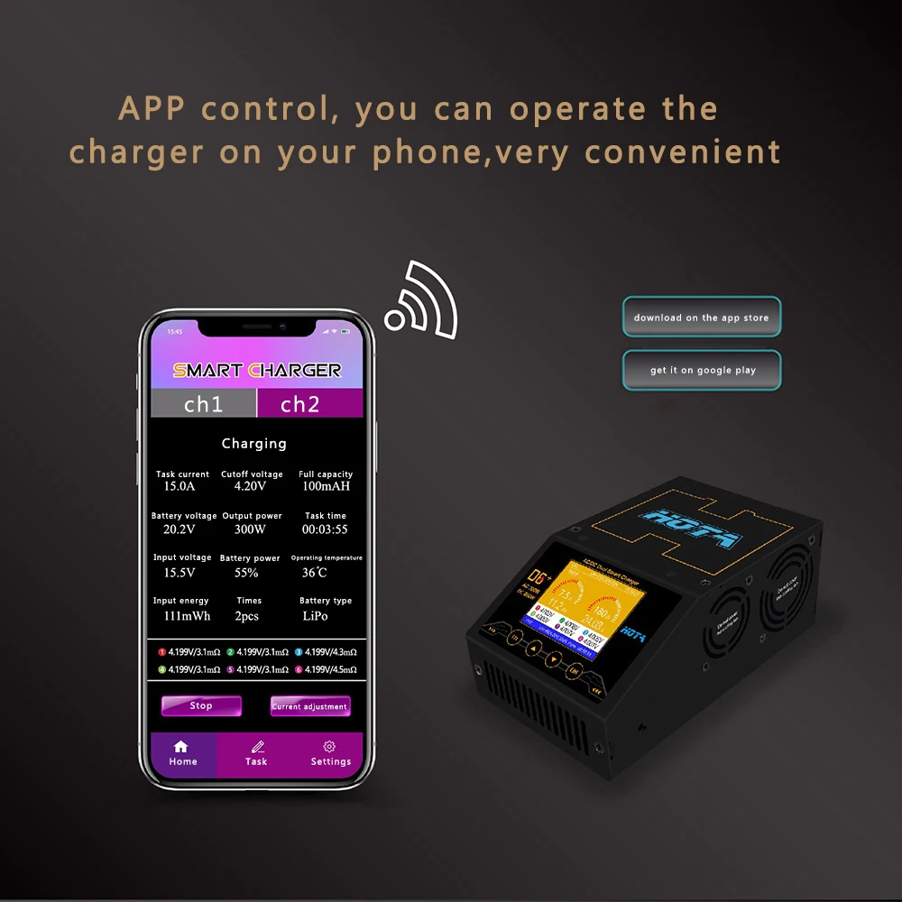 HOTA D6 + зарядное устройство приложение управление AC/DC Dual Smart1 ~ 6S LiHv/LiPo/LiFe/Lilon/Lixx 1 16S