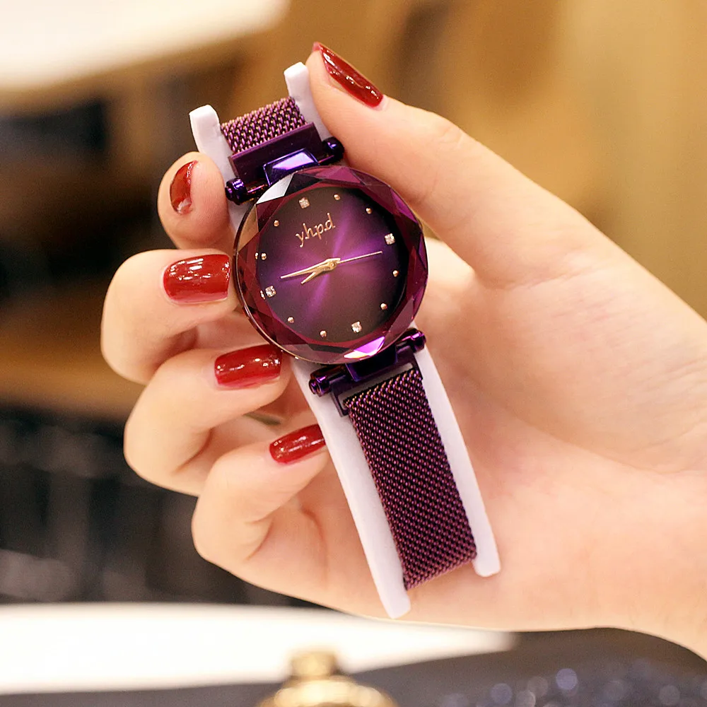 

Simple Quartz Watch For Women Cute Star Mesh Magnet Wrist Romantic Fashion Watch Top Quality Wholesale Price