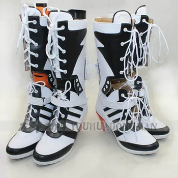 

Joker Harley Quinn Boots Heels Shoes Suicide Squad Cosplay Costume Shoe Halloween for Women Accessories Party Porp