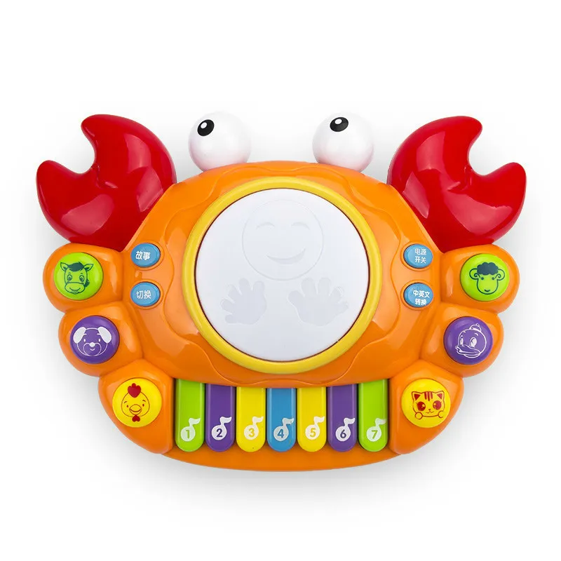 

Big Crab Model Baby Musical Keyboard Piano Drum Instrument Toys Children Song Story Language Learning Animal Sounds for Kids