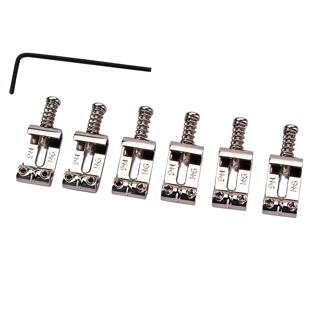 

High Quality Pack Of 6 Guitar Saddle Bridge With Wrench For Strat Tele Guitar Replacement