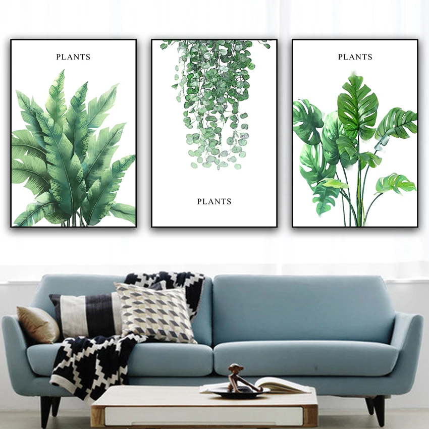 

tropical plant leaf canvas art print poster Nordic green plant wall painting children room large painting PVC sticker frameles