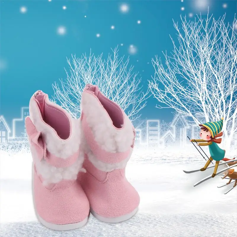 

Fit For 18 Inch American Baby Girls Dolls Snow Boots Shoes For Doll Accessories Baby Doll Winter Pink Shoes