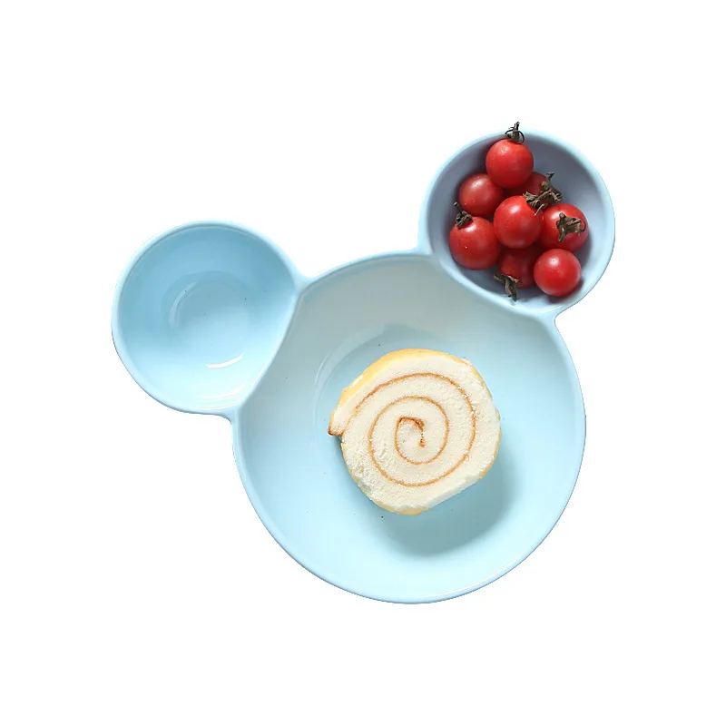 

Ceramic Four-piece set Mickey Mouse Baby kids plate Infant Cake Plates Porcelain Pastry Fruit Tray Ceramic Tableware Snack Dish