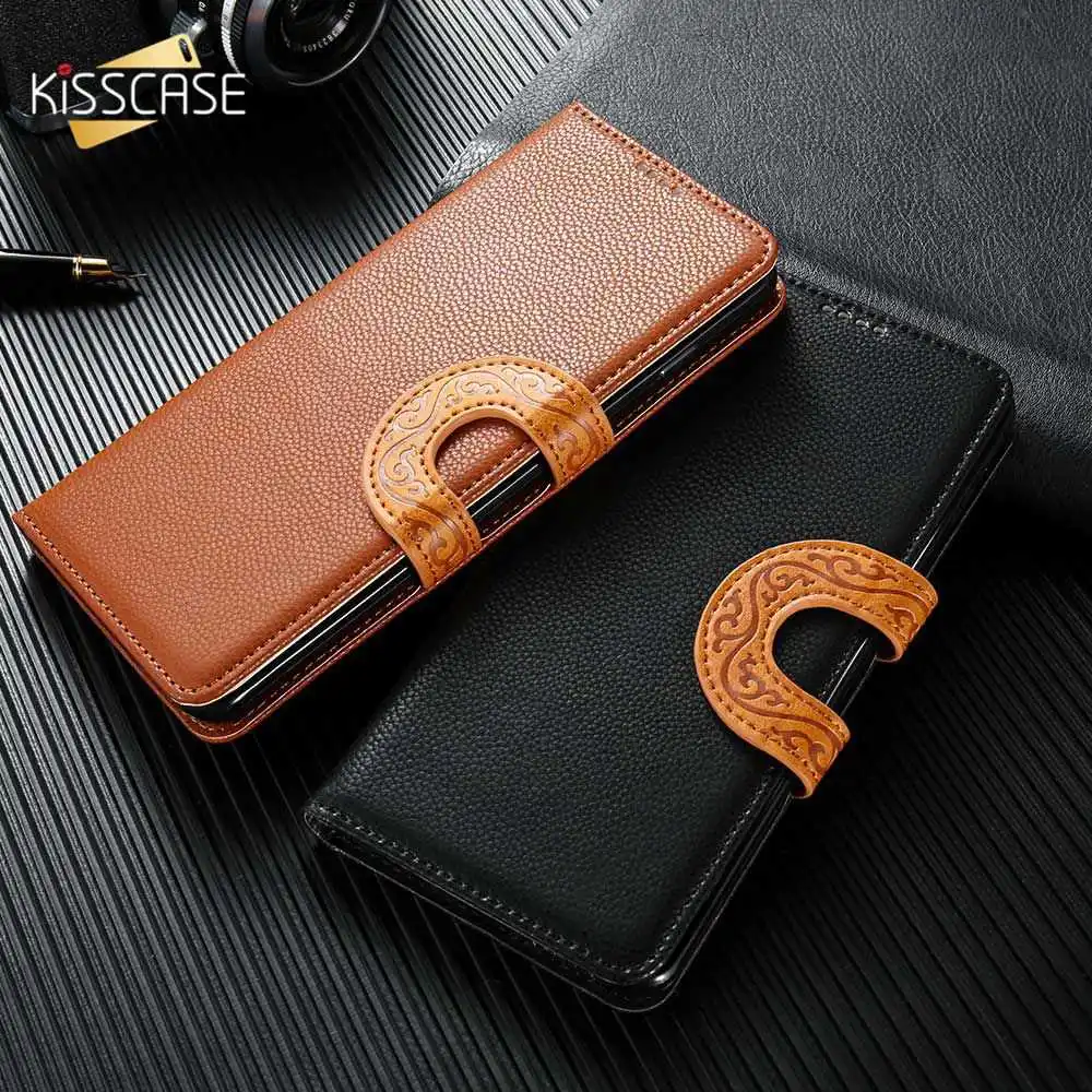 KISSCASE бизнес личи шаблон карты Solts чехол для iPhone X XR XS MAX 7 8 6 6S Plus кожаный флип