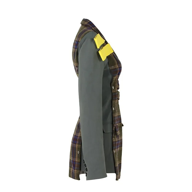 Slim Couleur Manches Longues Nouveau Style Femelle Mode Vgh Manteau Green À Hit Cou Marée Angleterre V De Veste Femmes 2019 Plaid Ceintures tqZIgxIwP