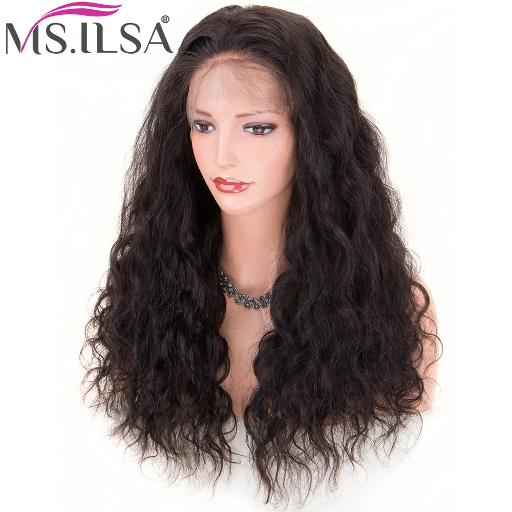 Волна воды бразильские человеческие волосы полный парик шнурка с детскими волосами 250% плотность глубокая волна полный парик шнурка человеческих волос предварительно сорвал MS. ILSA