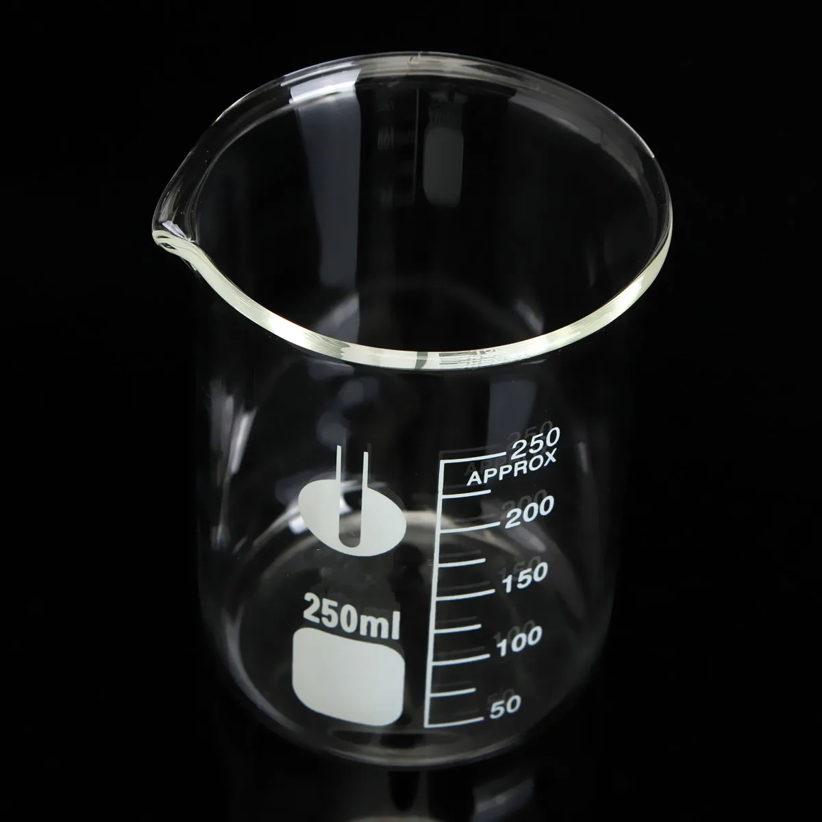 250 мл низкая форма шейкер химический лабораторный боросиликатный стеклянный прозрачный шейкер утолщенный с носиком
