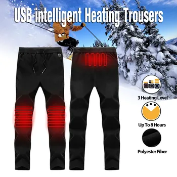 

NEW Men Women Outdoor Heating Pants Trousers High Waist Leggings Trousers Slim Thickened USB Charging Pants For Hiking