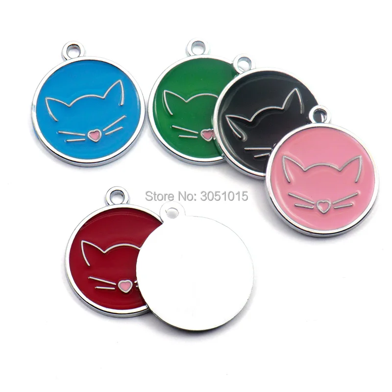 Wholesale 100Pcs Cute Personalized Dog ID Tags Pet  Plate For Animal Collar Accessories Keyrings Engraved Shop Name Metal craft
