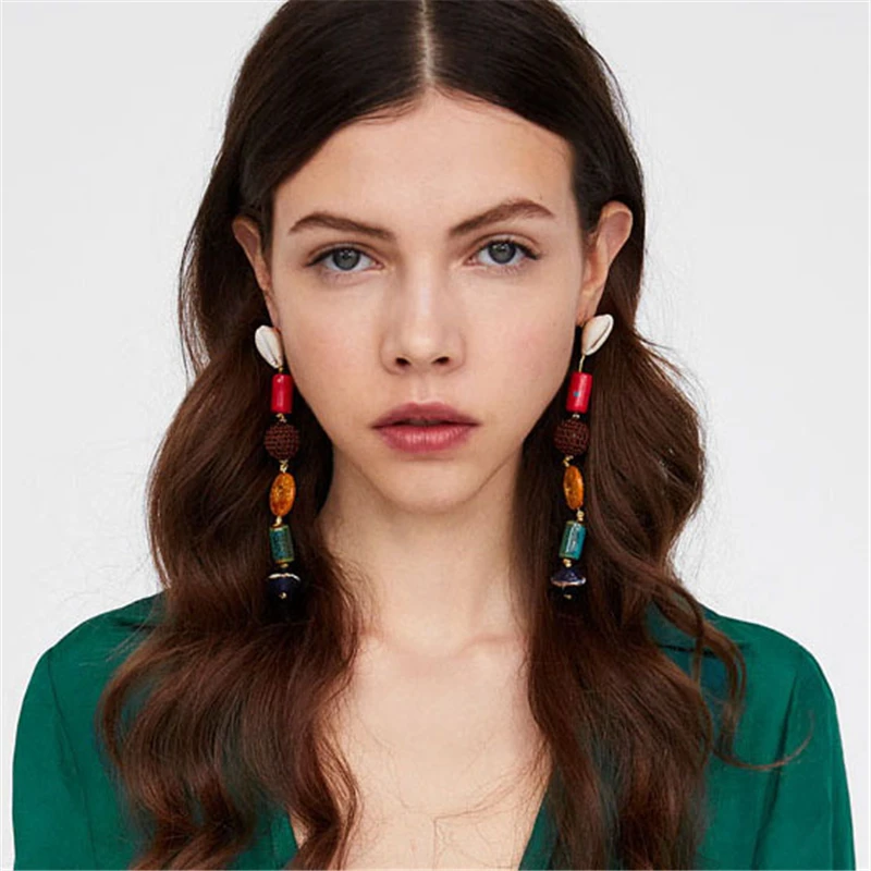 

AYAYOO Long Drop Earring Female 2019 Za Fashion Earrings For Women Statement Girls Earrings Hanging Wedding Party Christmas Gift