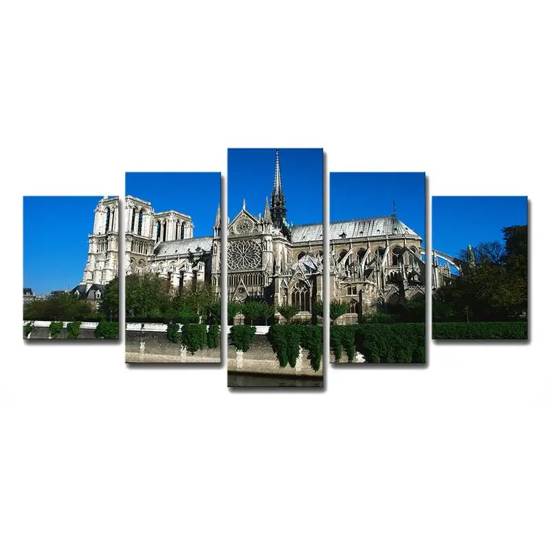 

5PCS/Set Notre Dame De Paris Art Painting Home Decoration For Living Room Wall Home Weak Solvent Canvas Painting Five Pieces Set