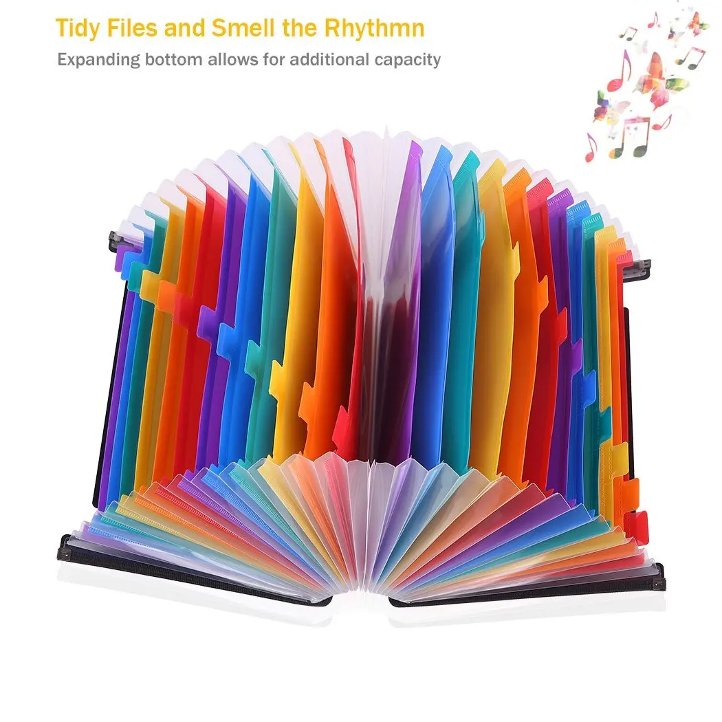 

Expanding File Folder 24 Pockets, black Accordion A4 folder