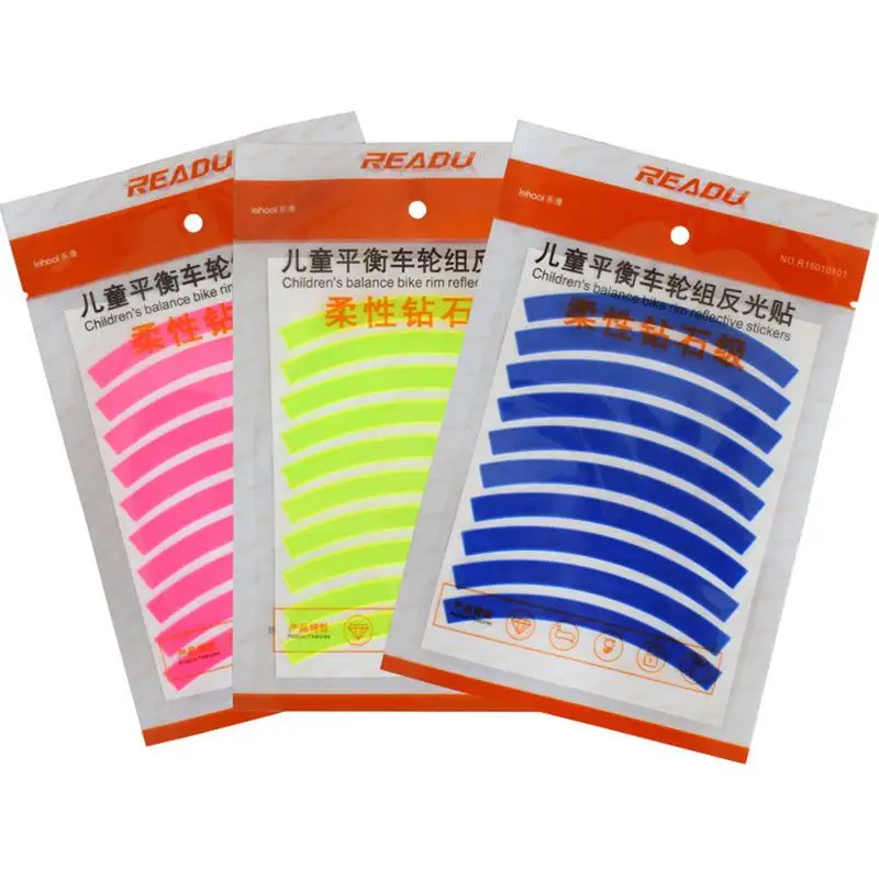 Bike Stickers Decals Reflective Strip Bicycle Tape Sticker Wheel Reflector Accessories Children Balance Bike Safety Strips