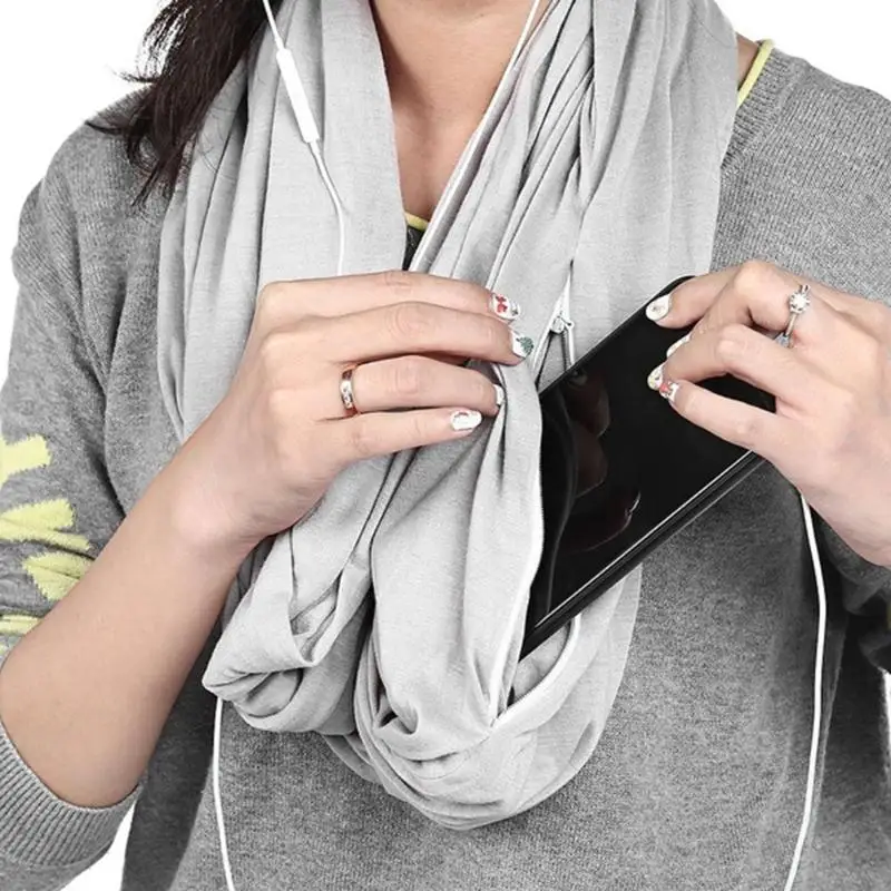 

Convertible Infinity Scarf with Pocket Journey Infinity Scarf All Match Fashion Women Scarves Solid Soft Pocket Loop Scarf