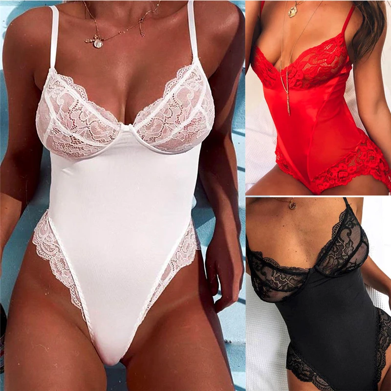 

New Lace Body Sexy Floral Print Women's Sexy Sleeveless Lingerie Bodysuit Babydoll Sleepwear Sexy Underwear Catsuit Tops