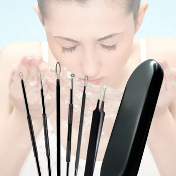 

6 Pcs Fast Remover Stainless Steel Acne Clip Acne Set Blemish Removers Removal kit Skin Care Tool Set Face Skin Care Tools