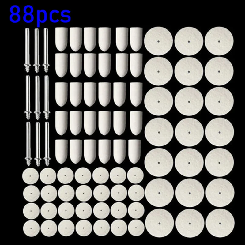 

88pcs/Set Felt Polishing Pad Buffing Clean Wheels with Mandrel for Rotary Tool