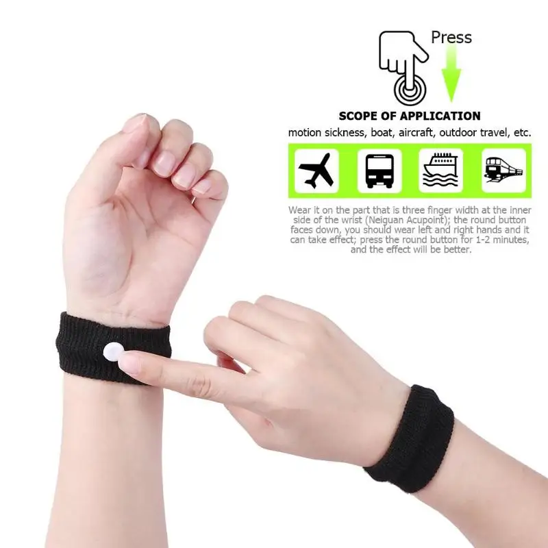 

2pcs/pair Adult Morning Sickness Wrist Bands Anti Nausea Motion Sickness Car Boat Plane Bracelet Bracelet Wristband Support