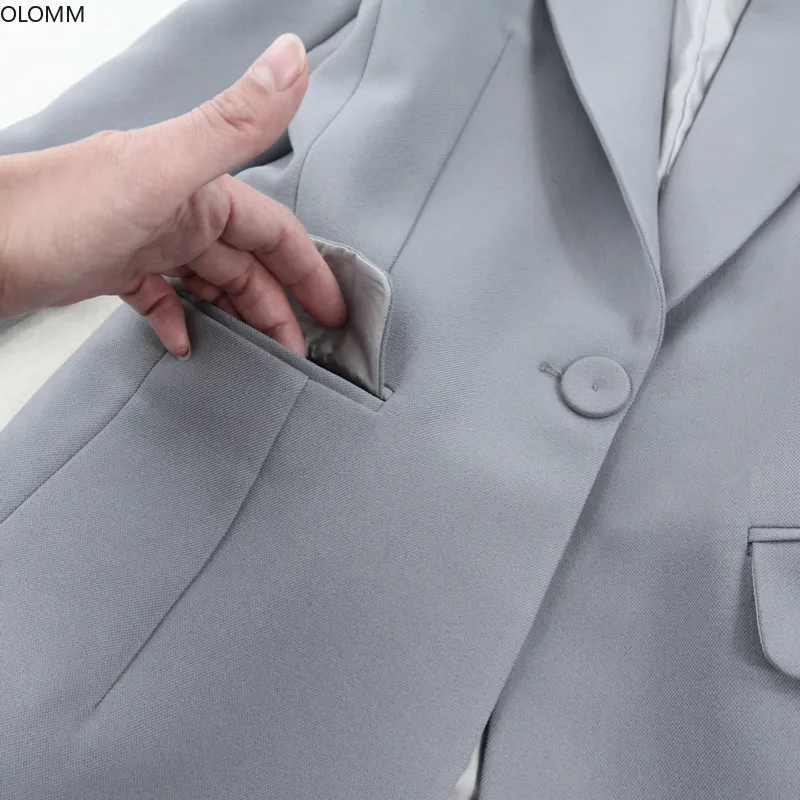 Women's suit 2019 autumn new women's large size gray Slim single button suit jacket wild flare pants two-piece overalls
