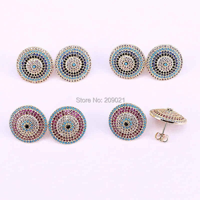6 пар высокого качества модный кубический цирконий проложить круглой формы серьги гвоздики для женщин