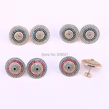6 пар высокого качества модный кубический цирконий проложить круглой формы серьги гвоздики для женщин