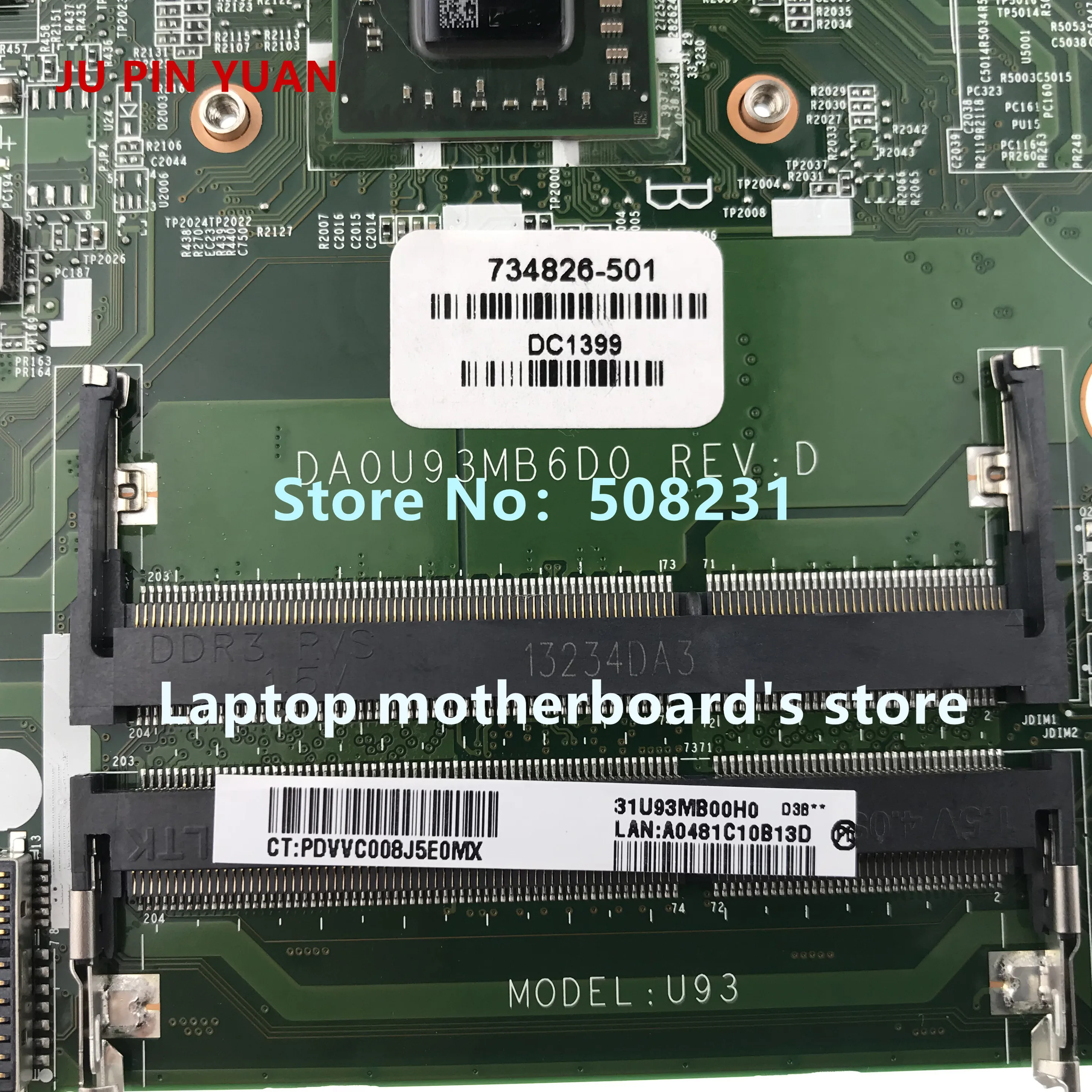 Материнская плата JU PIN YUAN 734826 501 001 U93 DA0U93MB6D0 для HP PAVILION 15 N F 15Z материнская ноутбука