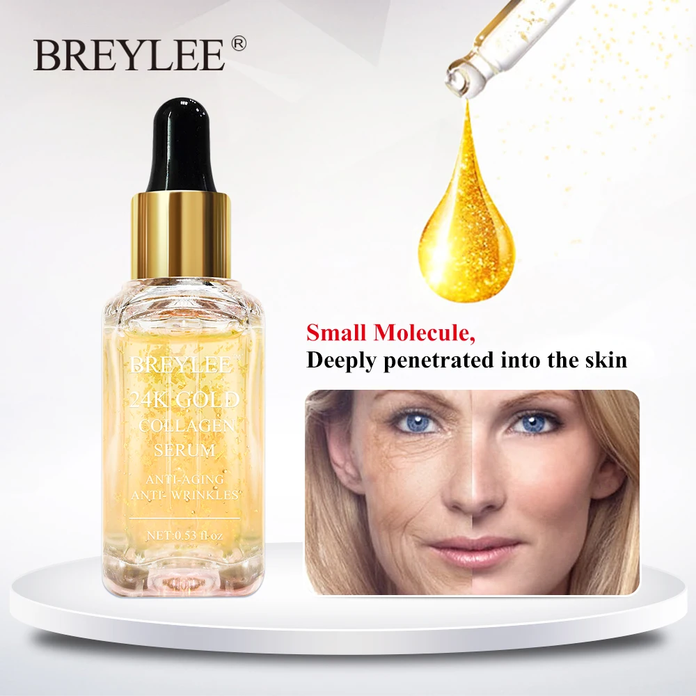 

Breylee 24k Gold Serum Collagen Essence Anti-aging Remove Wrinkles Face Skin Care Lifting Firming Whitening Repairing Serum 15ml