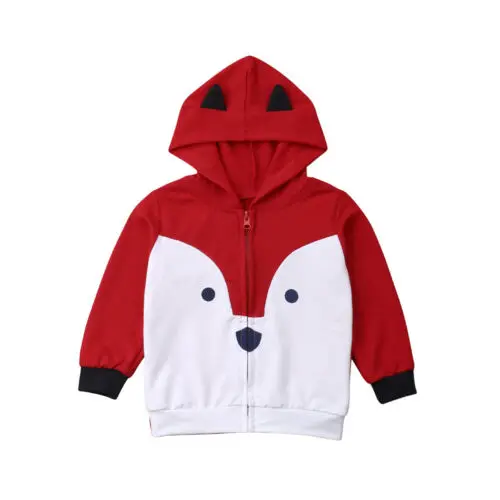 

PUDCOCO New Kids Toddler Boy Red Fox Hoodies Sweatshirt Tops Zip Jacket CoatsClothes