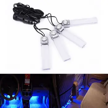 

AMADFJD Vehicle Car Decorative Lights Charge 4 pcs LED Interior Floor Decoration Lamp DC 12V For Car Atmosphere Lamp