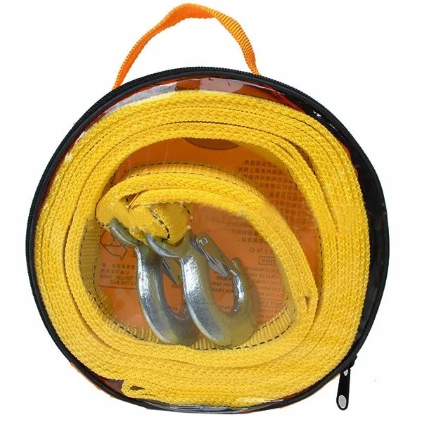 4 M 5 T عالية الجودة النايلون الأصفر سيارة كابل حبل قطر العالمي مركبة الطوارئ حزام سحب حبل مزدوجة طبقات رشاقته