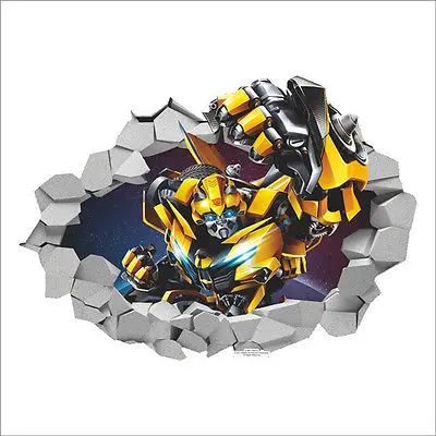 3D Bumblebee Трансформеры переводная наклейка Съемная сломающаяся Наклейка на стену Детская комната Декор Горячая Детская Декор аппликация