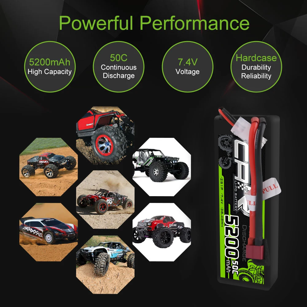 2 упаковки аккумуляторов OVONIC 5200 мАч 50C Lipo 2S 7 4 В Твердый Чехол для Traxxas Slash Losi HPI Yokomo