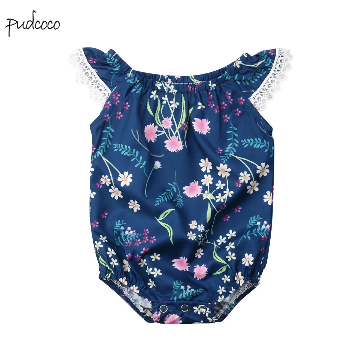 Новое Брендовое Кружевное боди Pudcoco с цветочным рисунком для маленьких девочек