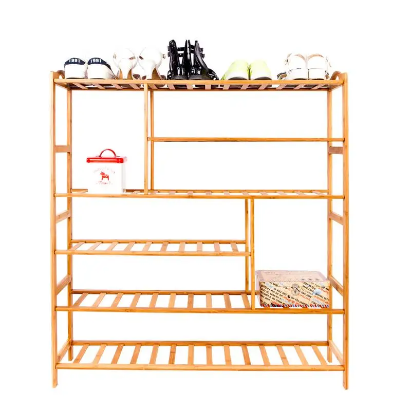 

6-layer Portable Bamboo Splint Multi-function Shoe Rack Wood Color High Quality Practical Shoe Rack Portable Lightweight Rack