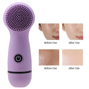 

Electric Sonic Vibration Silicone Face Pores Cleaning Massage Brush Beauty Machine Purple Face Wash Cleaning Brush a