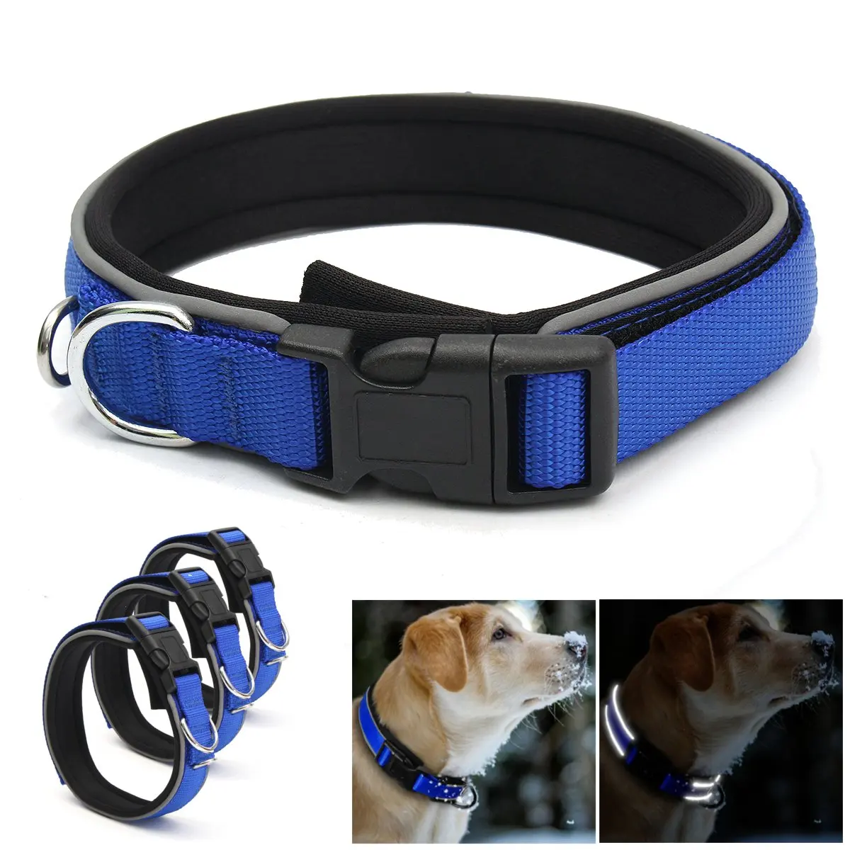 

S/M/L Reflective Leather Personalized Engraved Dog Collar Custom Puppy Cat Pet Collars ID Tag For For Small Medium Big Dogs