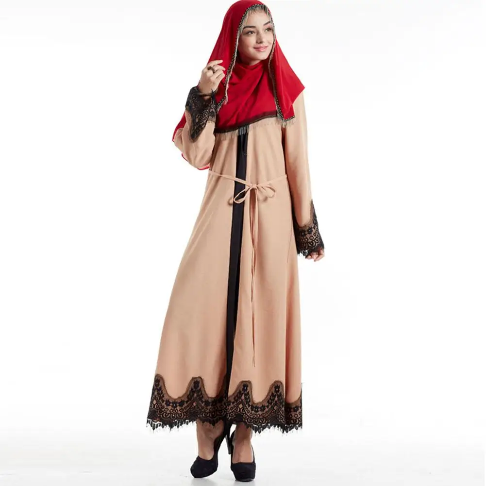 MISSKY Модный женский халат в мусульманском стиле повседневный свободный кружевной