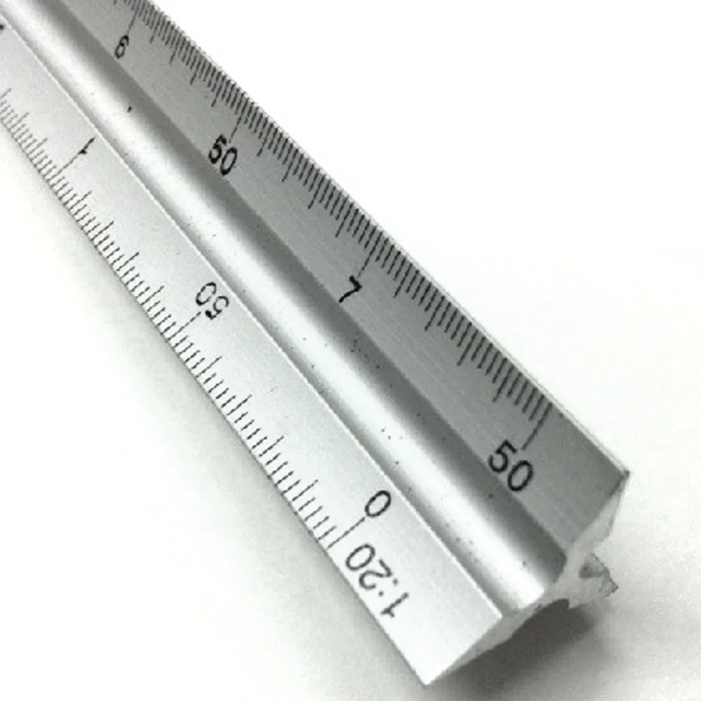 

30cm Architect Engineer Technical Triangle Scale Ruler Aluminum Alloy Accurate Silver Ruler